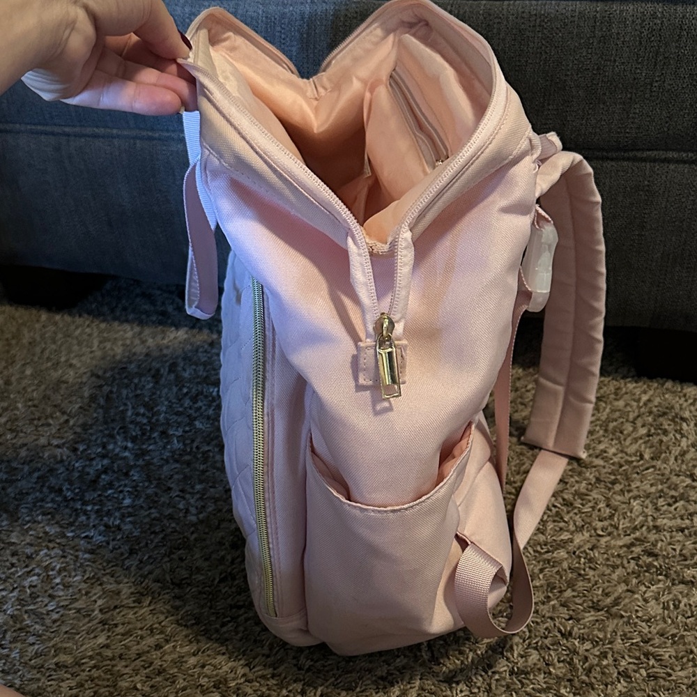 Pink Quilted diaper Backpack - Picture 2 of 9